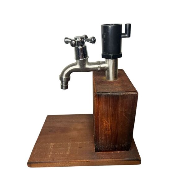 Merch Source Liquor Bottle Dispenser Wood Metal Faucet Vintage Inspired - Picture 6 of 8